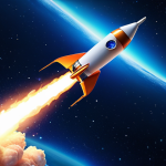 **Fast Website:** A rocket taking off with a website logo on it, symbolizing website speed and performance. Think vibrant colors and a futuristic feel.