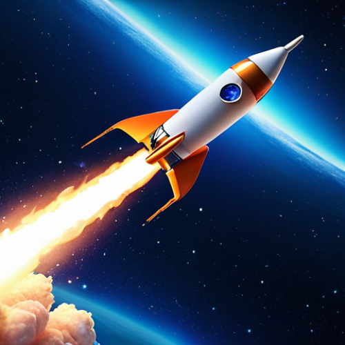**Fast Website:** A rocket taking off with a website logo on it, symbolizing website speed and performance. Think vibrant colors and a futuristic feel.