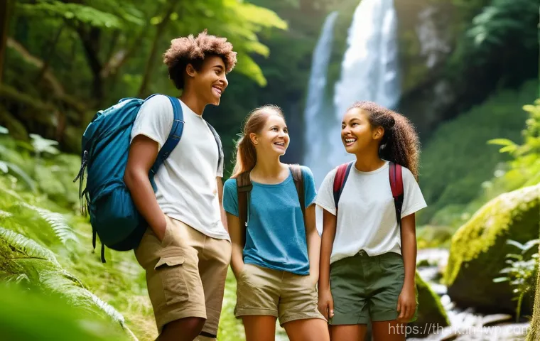 자바스크립트 성능 최적화를 위한 알고리즘 개선 - A group of four diverse teenagers (two boys, two girls, approximately 16-17 years old) are joyfully ...