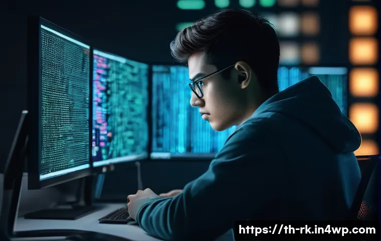 자바스크립트 성능 향상을 위한 리소스 사용 최적화 - **Prompt:** A focused young adult developer, approximately 20-25 years old, sits in a modern, well-l...