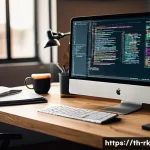 자바스크립트 성능 향상을 위한 최적화 프레임워크 비교 - A modern web developer’s workspace showing a high-resolution computer screen displaying complex Java...