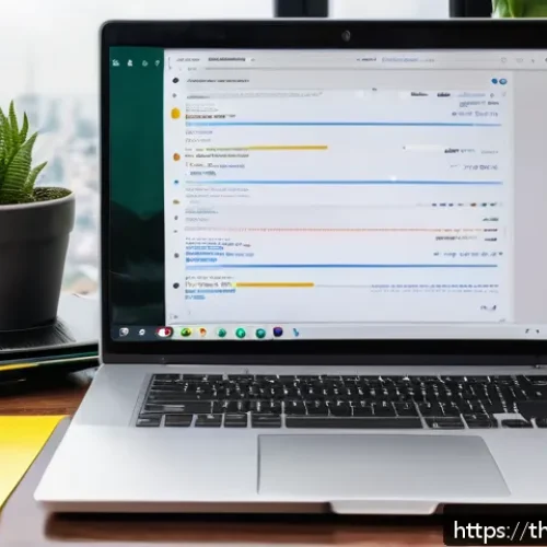 Home 17 자바스크립트 비동기 로딩 성능 향상 방법 - A modern web developer workspace showing a laptop screen with code editor open displaying JavaScript...