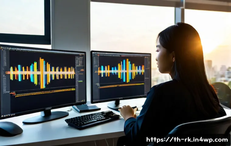 Home 29 자바스크립트 성능 향상을 위한 스크립트 병렬 처리 - Photorealistic Thai software developer working at a clean modern desk in Bangkok, dual monitors show...